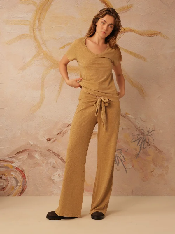 Tie Front Flare Leg Pant